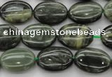 CGH43 15.5 inches 10*14mm oval green hair stone beads wholesale