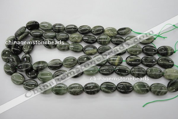 CGH44 15.5 inches 12*16mm oval green hair stone beads wholesale