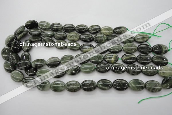 CGH46 15.5 inches 15*20mm oval green hair stone beads wholesale