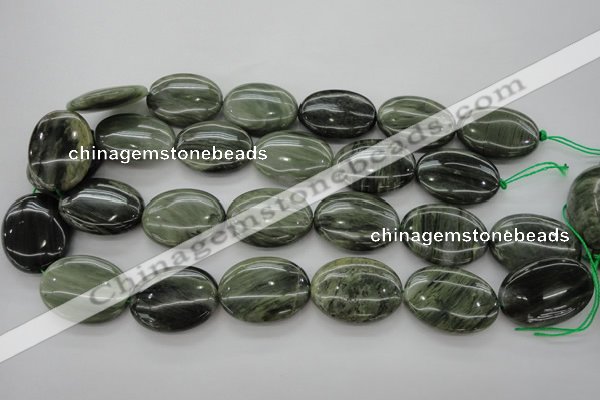 CGH48 15.5 inches 22*30mm oval green hair stone beads wholesale