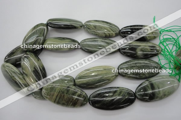 CGH51 15.5 inches 25*50mm oval green hair stone beads wholesale