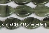 CGH54 15.5 inches 13*18mm flat teardrop green hair stone beads