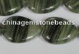 CGH56 15.5 inches 18*25mm flat teardrop green hair stone beads