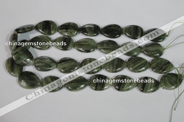 CGH56 15.5 inches 18*25mm flat teardrop green hair stone beads