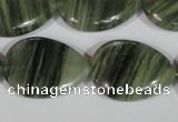 CGH57 15.5 inches 22*30mm flat teardrop green hair stone beads