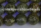 CGJ355 15.5 inches 14mm round green bee jasper beads wholesale