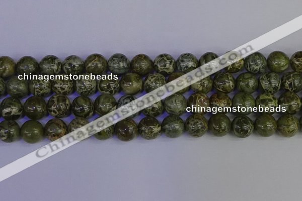 CGJ355 15.5 inches 14mm round green bee jasper beads wholesale