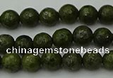 CGJ460 15.5 inches 4mm faceted round green jasper beads wholesale