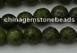 CGJ462 15.5 inches 8mm faceted round green jasper beads wholesale