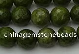 CGJ463 15.5 inches 10mm faceted round green jasper beads wholesale