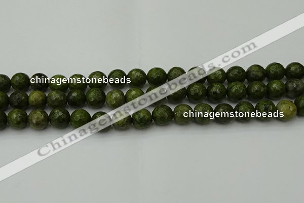 CGJ463 15.5 inches 10mm faceted round green jasper beads wholesale