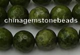 CGJ464 15.5 inches 12mm faceted round green jasper beads wholesale