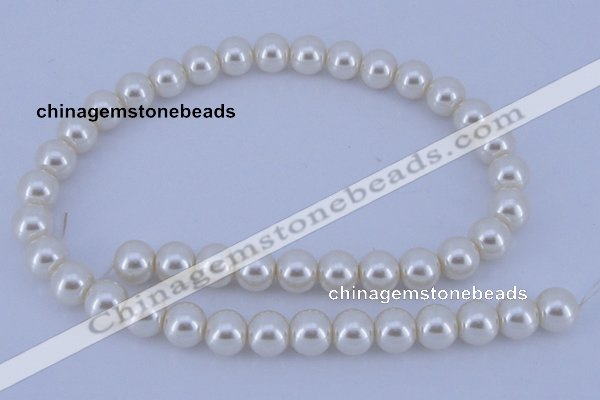 CGL12 10PCS 16 inches 6mm round dyed glass pearl beads wholesale