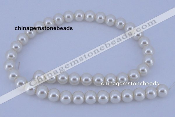 CGL14 10PCS 16 inches 8mm round dyed glass pearl beads wholesale