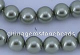 CGL202 10PCS 16 inches 4mm round dyed glass pearl beads wholesale