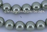 CGL207 5PCS 16 inches 14mm round dyed glass pearl beads wholesale