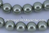 CGL208 5PCS 16 inches 16mm round dyed glass pearl beads wholesale