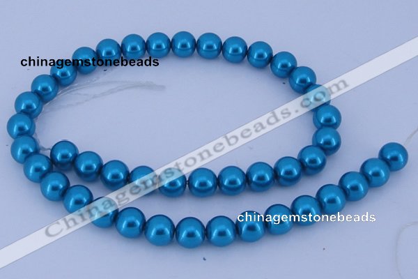 CGL258 5PCS 16 inches 16mm round dyed glass pearl beads wholesale