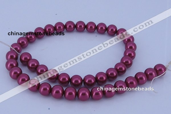 CGL317 5PCS 16 inches 14mm round dyed glass pearl beads wholesale