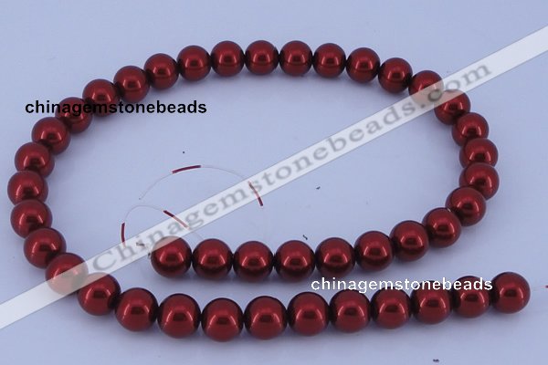 CGL327 5PCS 16 inches 14mm round dyed glass pearl beads wholesale