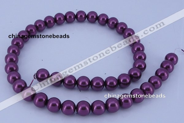 CGL337 5PCS 16 inches 14mm round dyed glass pearl beads wholesale