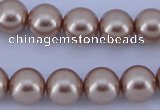 CGL352 10PCS 16 inches 4mm round dyed glass pearl beads wholesale