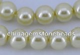 CGL82 10PCS 16 inches 4mm round dyed glass pearl beads wholesale