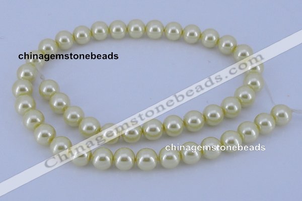 CGL87 5PCS 16 inches 14mm round dyed glass pearl beads wholesale