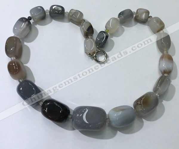 CGN100 20 inches 10*15mm - 20*30mm nuggets agate gemstone necklaces