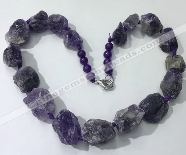 CGN141 19.5 inches 10*14mm - 20*30mm nuggets amethyst necklaces