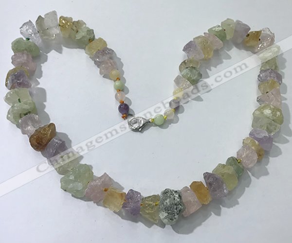 CGN161 18.5 inches 12*16mm - 13*18mm nuggets mixed quartz necklaces