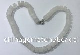 CGN170 20 inches 7*12mm - 9*12mm tyre matte white crystal necklaces