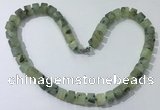 CGN175 20 inches 7*12mm - 9*12mm tyre matte prehnite necklaces