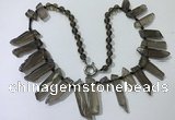 CGN188 23 inches 8*20mm - 11*60mm smoky quartz stick necklaces