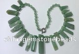 CGN194 23 inches 8*20mm - 11*60mm green aventurine stick necklaces