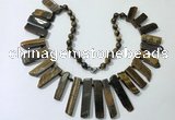 CGN195 23 inches 8*20mm - 11*60mm yellow tiger eye stick necklaces