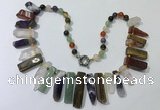 CGN196 23 inches 8*20mm - 11*60mm mixed gemstone stick necklaces