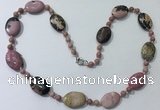 CGN202 22 inches 6mm round & 18*25mm oval rhodonite necklaces