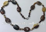 CGN204 22 inches 6mm round & 18*25mm oval mookaite necklaces