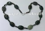 CGN207 22 inches 6mm faceted round & 18*25mm oval agate necklaces