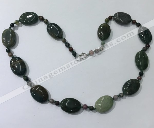 CGN207 22 inches 6mm faceted round & 18*25mm oval agate necklaces