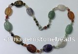 CGN210 22 inches 6mm round & 18*25mm oval mixed gemstone necklaces