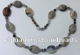 CGN215 22 inches 6mm round & 18*25mm oval agate necklaces