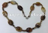 CGN216 22 inches 6mm round & 18*25mm oval agate necklaces