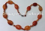 CGN218 22 inches 6mm round & 18*25mm oval agate necklaces