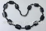 CGN240 22 inches 6mm round & 18*25mm rectangle agate necklaces