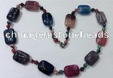 CGN241 22 inches 6mm round & 18*25mm rectangle agate necklaces