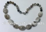 CGN250 20.5 inches 8mm round & 18*25mm oval agate necklaces