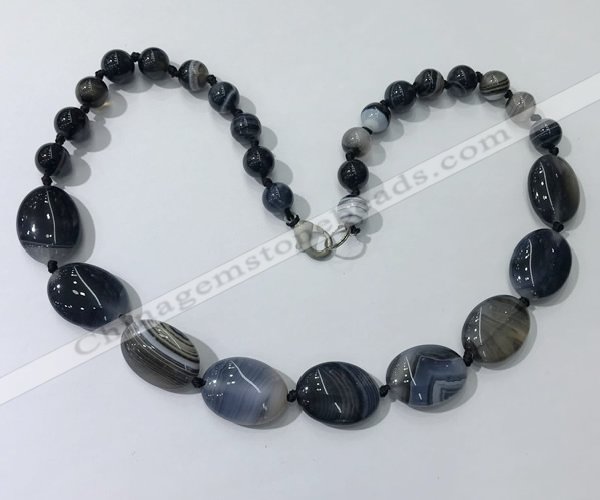 CGN251 20.5 inches 8mm round & 18*25mm oval agate necklaces