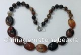 CGN252 20.5 inches 8mm round & 18*25mm oval agate necklaces